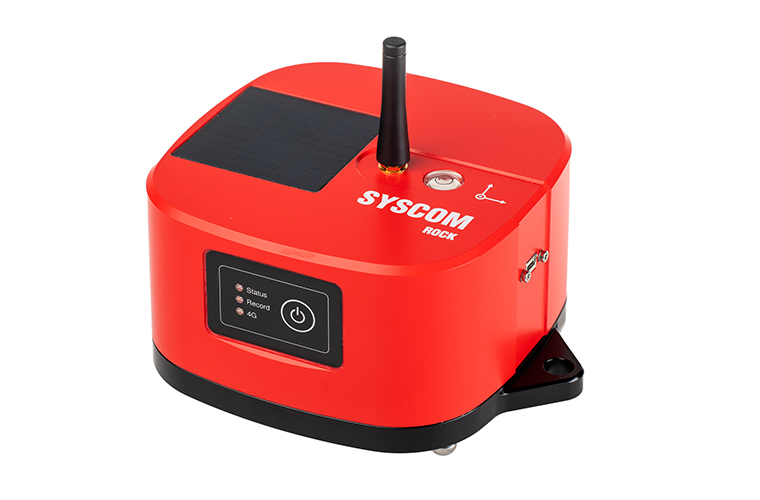 syscom rock ground vibration monitor with solar panel